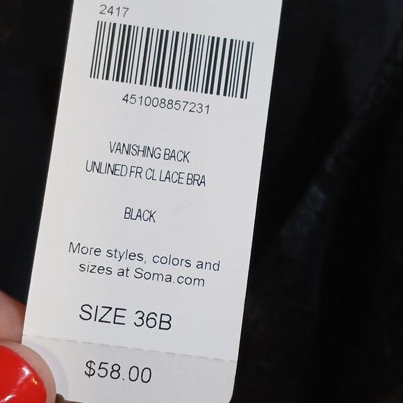 Soma Vanishing Back Unlined BRA SIZE 32B NWT - Picture 4 of 5